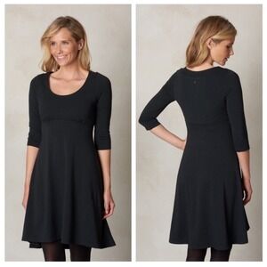 Prana Cali Dress Black 3/4 Sleeves Women's Size XS